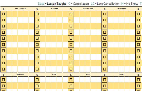 Free Lesson Attendance Sheet & Payment Tracker